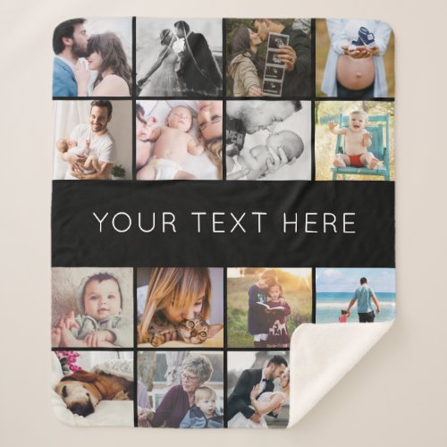 Simple Modern Custom Text 16_Photo Collage Sherpa Blanket