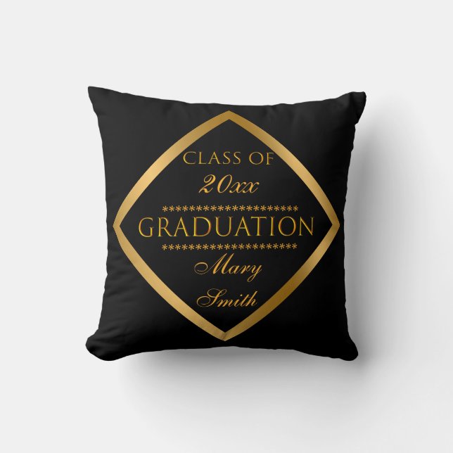 Simple Modern Customize Black Gold Throw Pillow (Front)