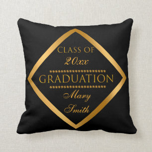 Simple Modern Customize Black Gold Throw Pillow