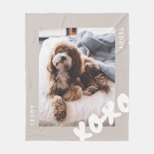 Simple Modern Customized Name Pet Photo Fleece Blanket