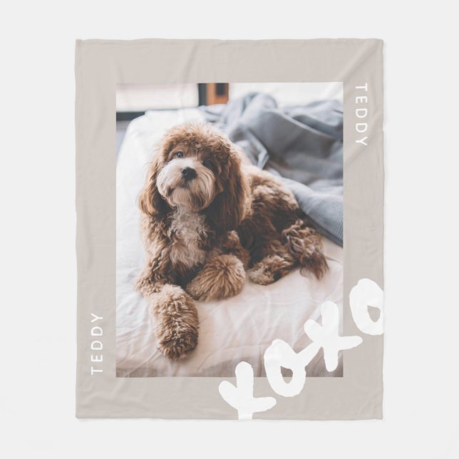 Simple Modern Customized Name Pet Photo  Fleece Blanket (Front)