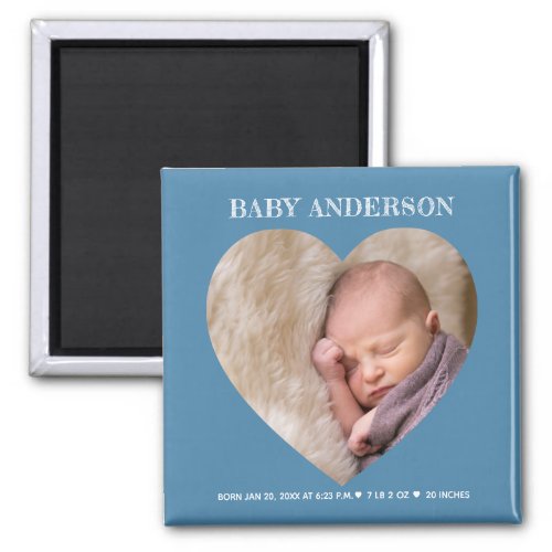 Simple Modern Cute Baby Photo Birth Announcement Magnet