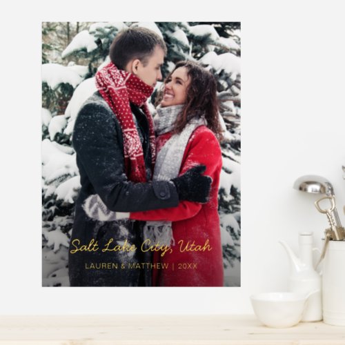 Simple Modern Cute Couple Vacation Photo Foil Prints