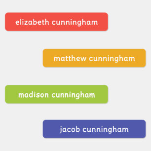 Simple Modern Cute Fun Playful Typography Names Kids' Labels