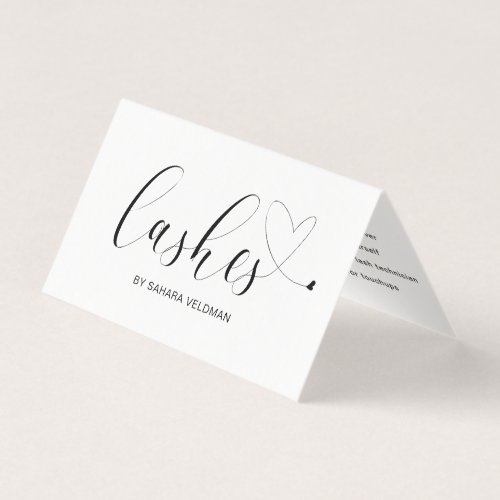 Simple Modern Cute Heart Elegant Lashes Business Card