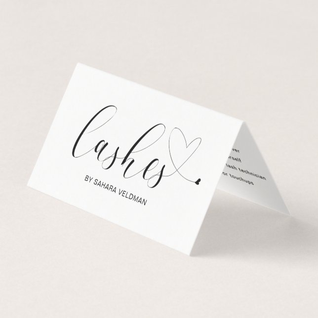 Simple Modern Cute Heart Elegant Lashes Business Card (Front)
