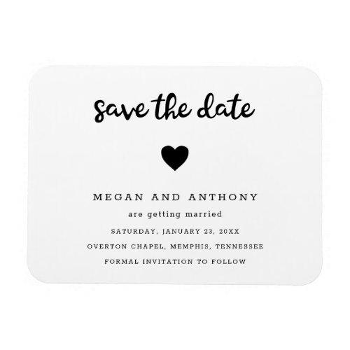 Simple Modern Cute Heart Wedding Save the Date Magnet