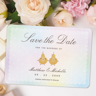 Simple Modern Cute Perfect Pear Whimsical Wedding Save The Date