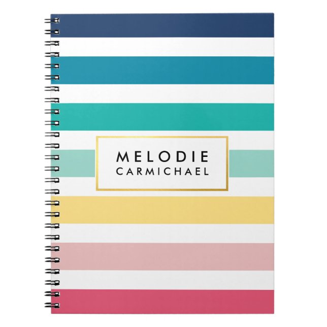 SIMPLE modern cute preppy pattern pastel stripe Notebook (Front)