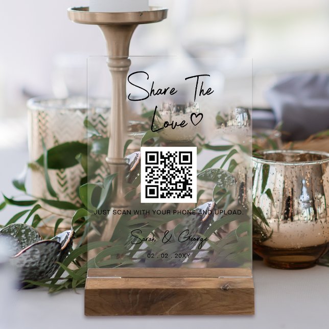 Simple Modern Cute QR Code Photo Sharing  Acrylic Sign (Simple Modern Cute QR Code Photo Sharing Acrylic Sign)