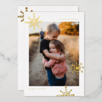 Simple Modern Cute Snowflake Photo   Foil Holiday Card