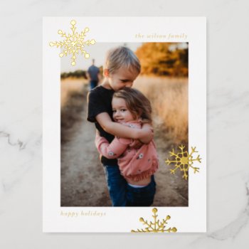 Simple Modern Cute Snowflake Photo    Foil Holiday Postcard by XmasMall at Zazzle