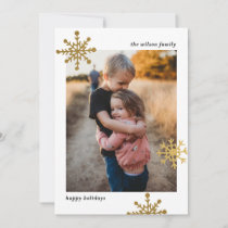 Simple Modern Cute Snowflake Photo    Holiday Card