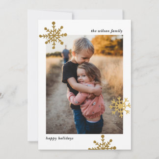 Simple Modern Cute Snowflake Photo Holiday Card