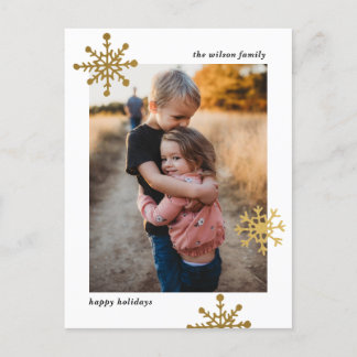 Simple Modern Cute Snowflake Photo Holiday Postcard