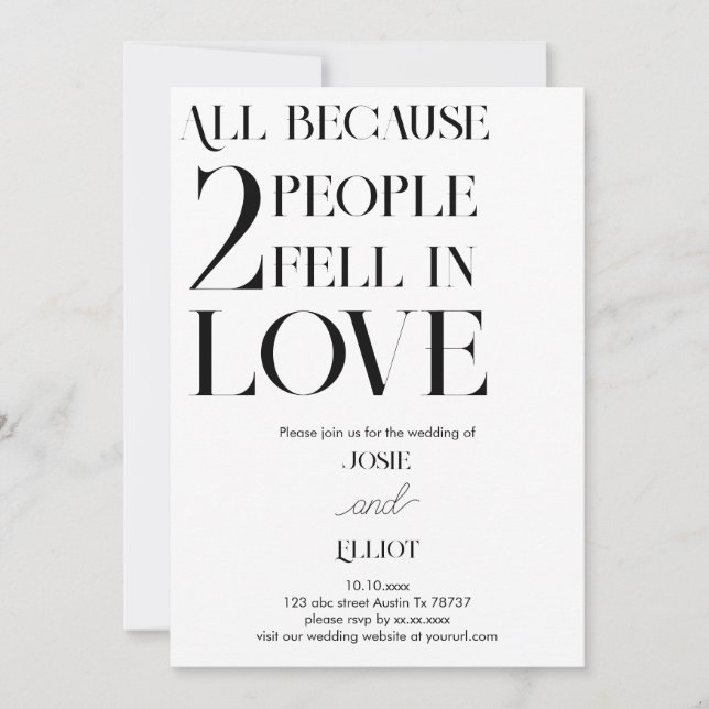 Simple Modern Dark and Light wedding  Invitation (Front)