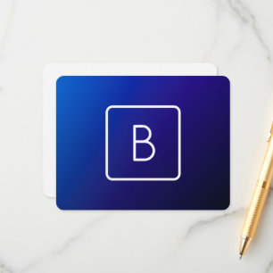 Simple Modern Dark Blue Ombre Gradient & Monogram Enclosure Card
