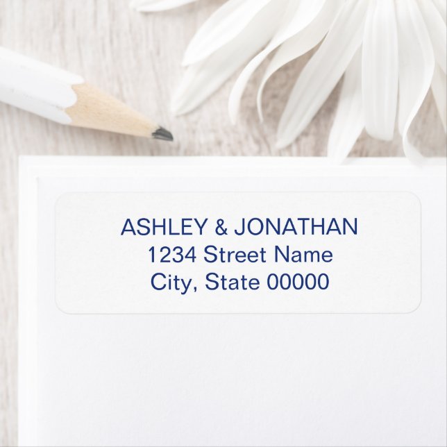 Simple Modern Dark Blue Text Return Address Label (Insitu)