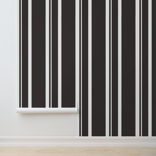 Simple Modern Dark Brown White Stripes  Wallpaper (Application)