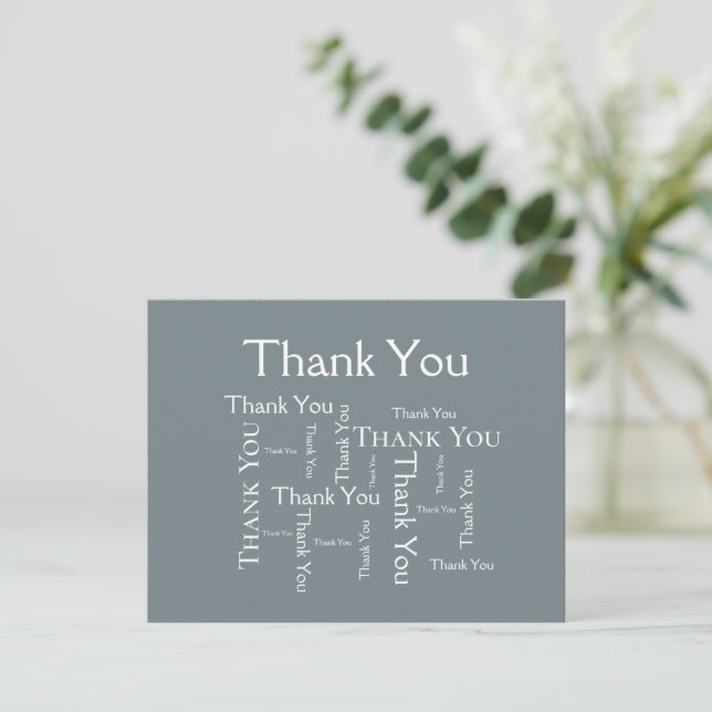 Simple Modern Dark Gray Typography Thank You Card (Standing Front)