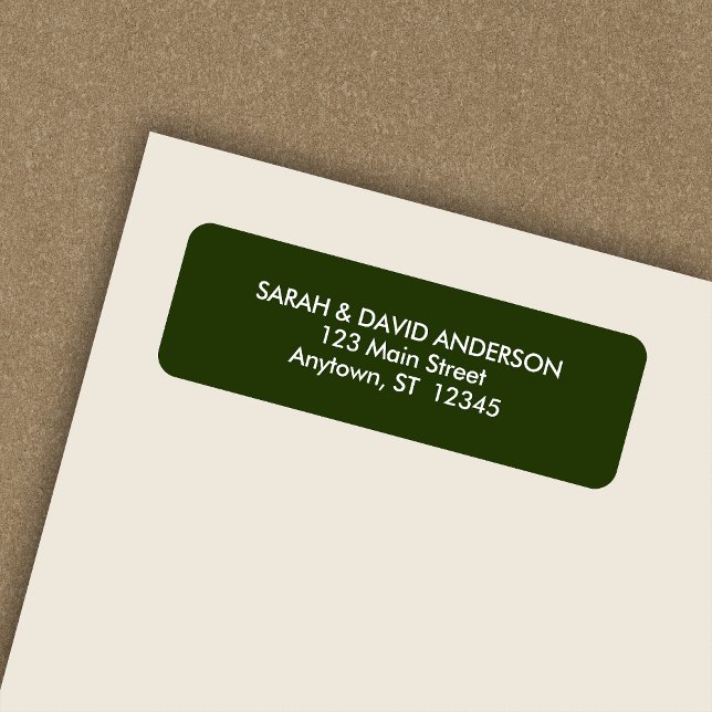 Simple Modern Dark Pine Green Return Address Label (Creator Uploaded)