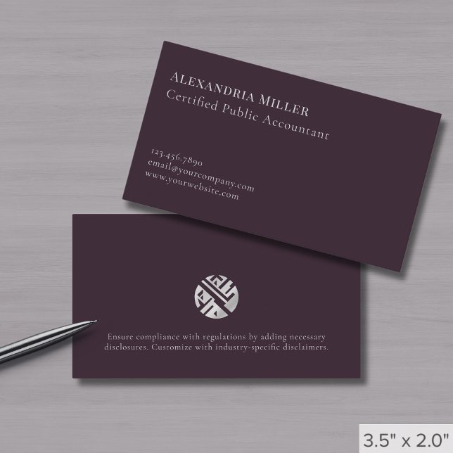 Simple Modern Dark Purple Custom Logo Business Card (Creator Uploaded)