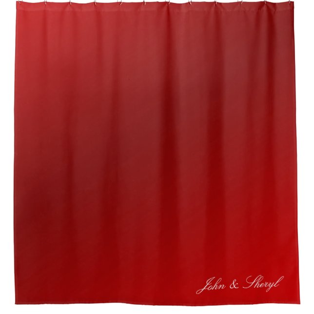 Simple & Modern Deep Red Gradient Solid Color  Shower Curtain (Front)