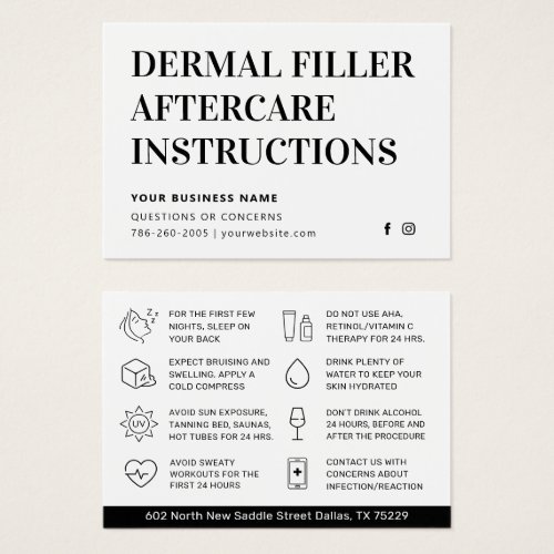 Simple Modern  Dermal Filler Aftercare Advice Card