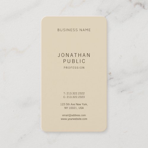 Simple Modern Design Elegant Beige Template Cool Business Card