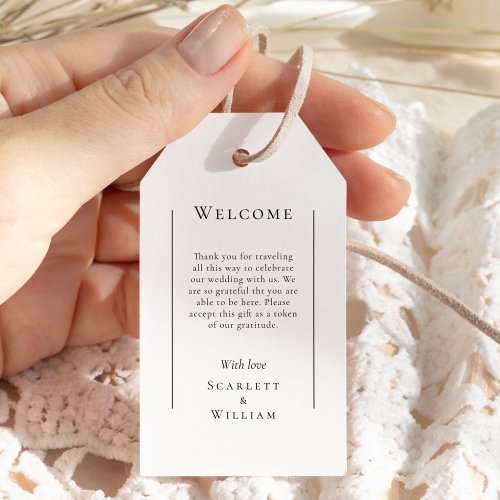 Simple Modern Destination Wedding Welcome Gift Tags