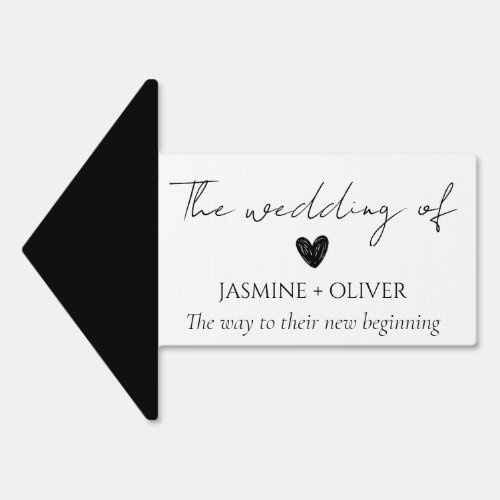 Simple modern direction this way to wedding arrow sign