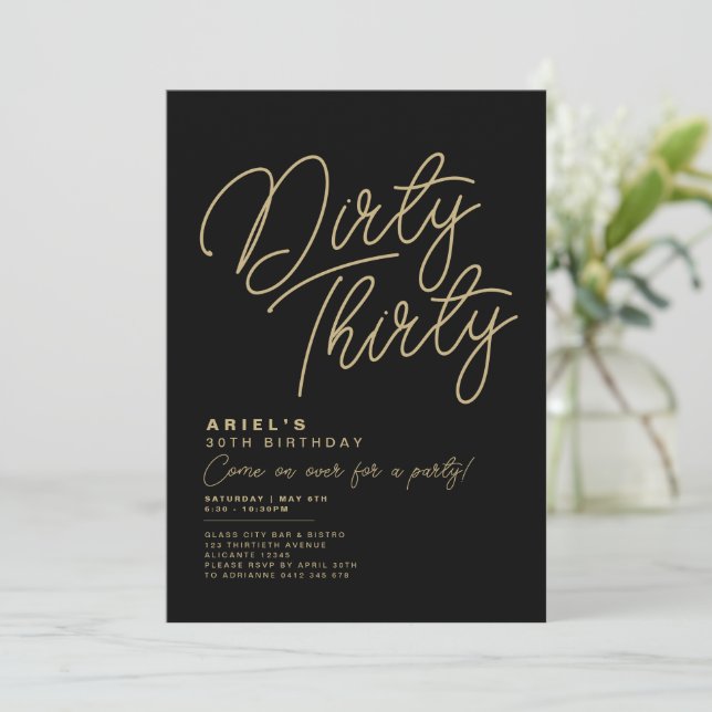 Simple Modern Dirty Thirty Birthday Invitation (Standing Front)