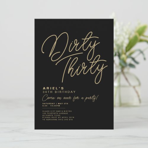 Simple Modern Dirty Thirty Birthday Invitation