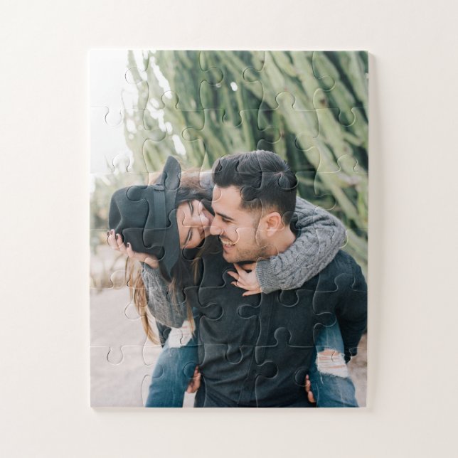 Simple Modern DIY Couple Valentine's Day Photo Jigsaw Puzzle (Vertical)