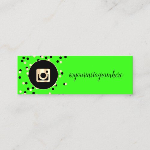 Simple Modern Dots Gold Instagram Green Neon Mini Business Card
