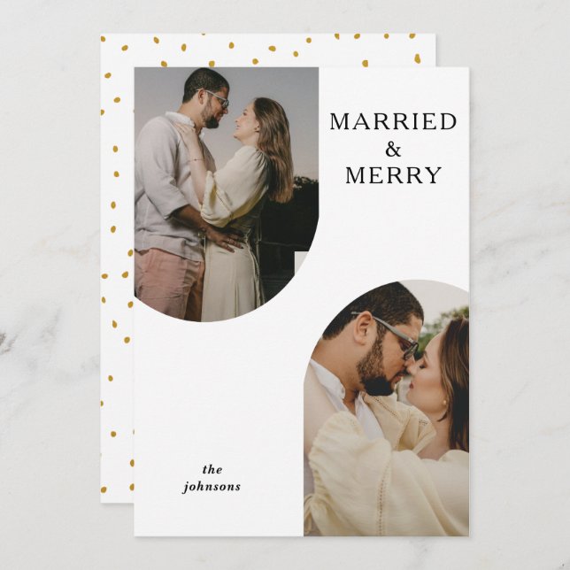 Simple Modern Double Arch Two Photo    Holiday Card (Front/Back)