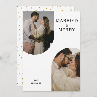 Simple Modern Double Arch Two Photo Holiday Card