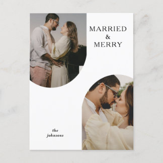 Simple Modern Double Arch Two Photo Holiday Postcard