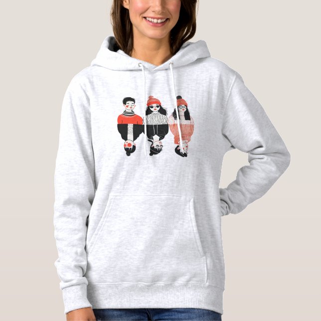 Simple modern drawing of cool young people  hoodie (Front)