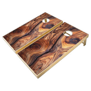Simple Modern Drown Dark Rustic Wood Texture  Cornhole Set