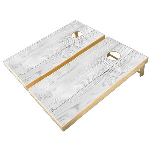 Simple Modern Drown Dark Rustic Wood Texture  Cornhole Set