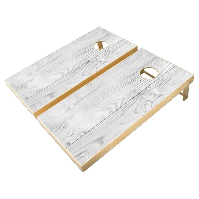 Simple Modern Drown Dark Rustic Wood Texture  Cornhole Set (Angled)