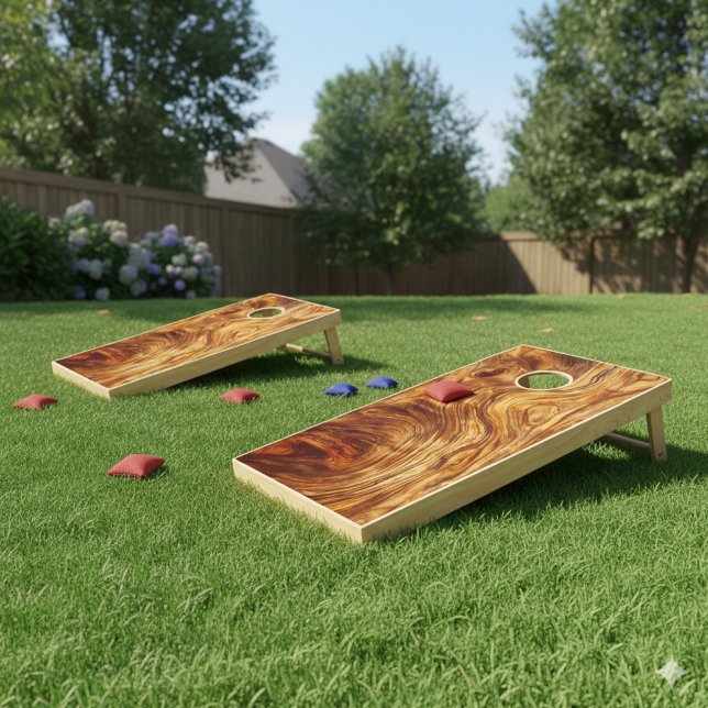 Simple Modern Drown Dark Rustic Wood Texture  Cornhole Set (Creator Uploaded)