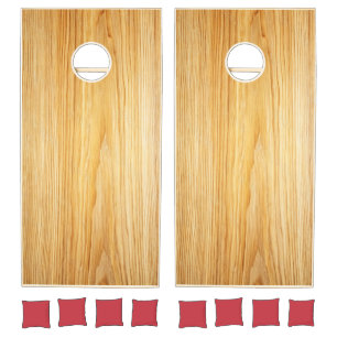Simple Modern Drown Dark Rustic Wood Texture Cornhole Set