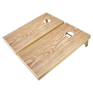 Simple Modern Drown Dark Rustic Wood Texture Cornhole Set