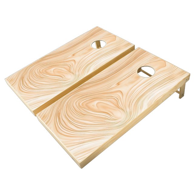 Simple Modern Drown Dark Rustic Wood Texture  Cornhole Set (Angled)