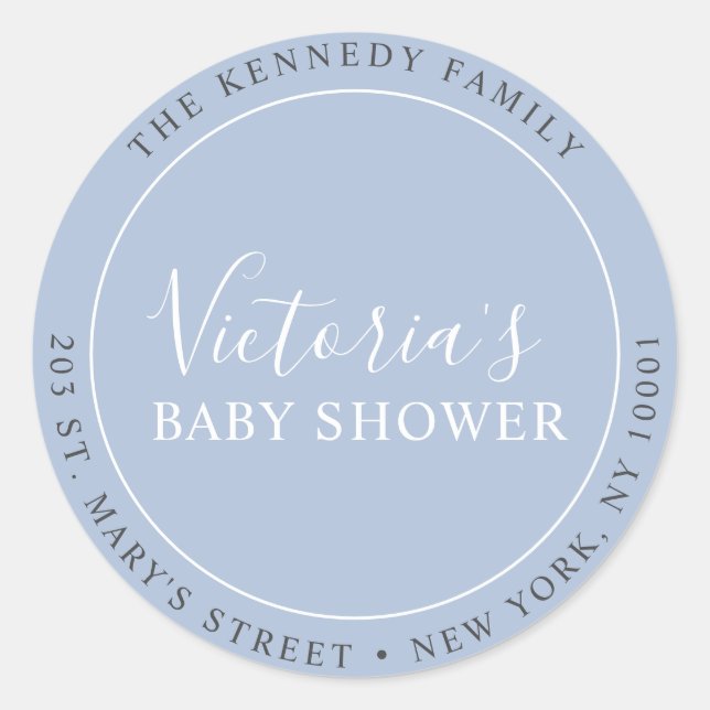 Simple Modern Dusty Blue Return Address Label (Front)