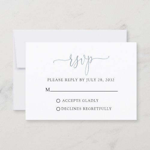 Simple Modern Dusty Blue Script Typography RSVP Card