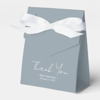 Simple Modern Dusty Blue Thank You Favor Boxes
