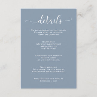 Simple Modern Dusty Blue Wedding Enclosure Card